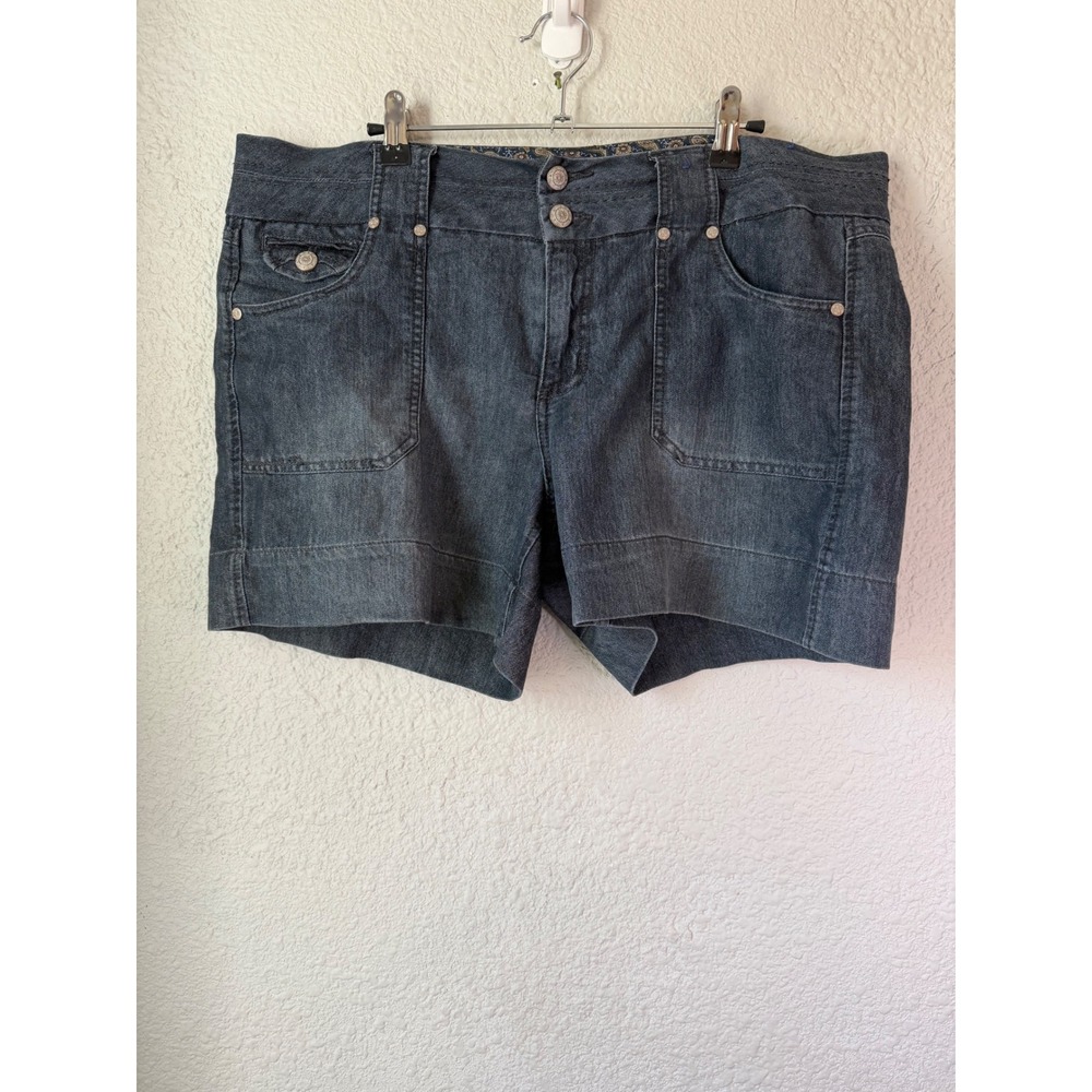 Dakota Blue Womens Denim Shorts Size 14 Dark Wash Utility Multi Pocket